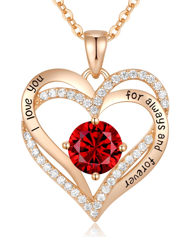 CDE Valentine's Day Gift Forever Love Heart Necklaces for Women, Wedding Anniversary, Birthday Mothers Day Christmas Day Gifts for Mom, Mother, Wife, friend, S925 Silver Jewelry with Birthstone Pendant - Image 1